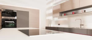 KLOCKE Ausstellungskueche Edelstahlarbeitsplatte Fenix grau glasarbeitsplatte 2