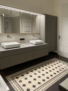 KLOCKE Badmoebel Altbau Edelstahl grau Eiche Ruhrgebiet Essen 4