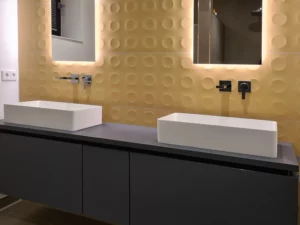 KLOCKE Badmoebel Aufsatzbecken Corian Retrofliesen