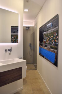 KLOCKE Waschtisch Corian mit Schraege Duschkabine