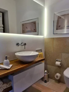 KLOCKE Waschtisch Gaeste-WC Altholz Aufsatzbecken (3)